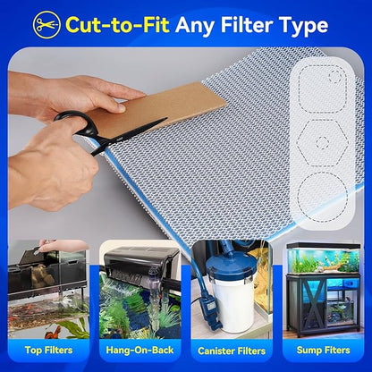 Borlech 8-Layer Fast-Acting Aquarium Filter Pad - Cut-to-Size Aquarium Floss Media for Fish Tank, Pond, Sump - Fast Water Polishing in Hours (47.24"x11.81"x0.6")