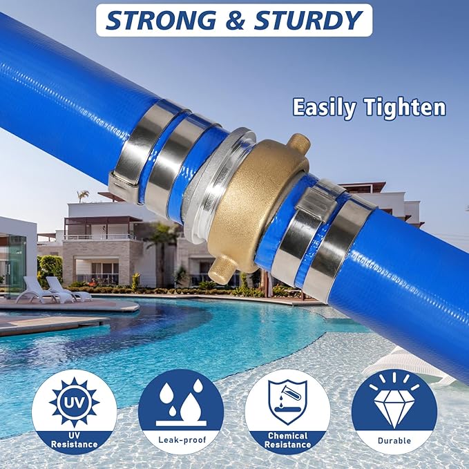 1" x 100 ft Backwash Hose for Swimming Pools, Heavy Duty PVC Lay Flat Water Discharge Hose,Durable Pool Drain Hose with Aluminum Pin Lug Fittings for Pump And Filters