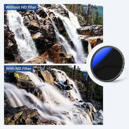 NEEWER 52mm Variable ND Filter ND2-ND400 (1-9 Stops), Neutral Density Filter, Multiple Coatings, Water and Scratch Resistant