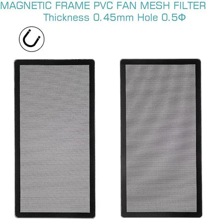 360mm 120mm x 2 PC Fan Dust Mesh Filter 4.72inch PVC Computer PC Case Dust Proof Filter Cover Magnetic Black 2-Pack