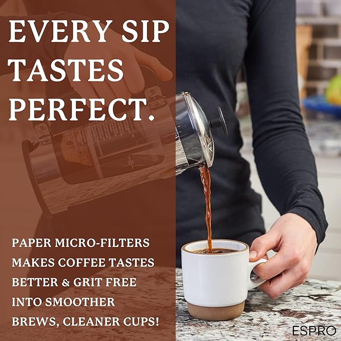 ESPRO 100 Count Coffee Paper Filters - for ESPRO Coffee French Press, P3/P5/P6/P7, 32 Ounce