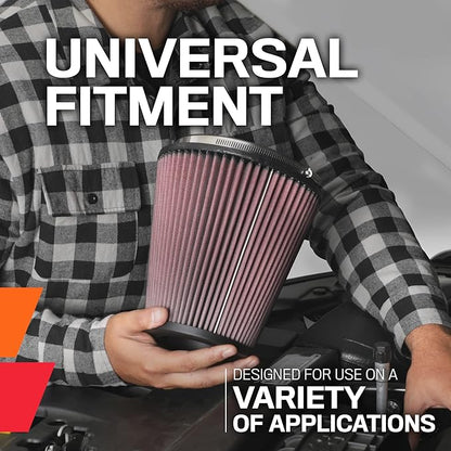 K&N High-Flow Original Lifetime Universal Clamp-On Air Filter: Performance, Premium, Washable: Flange Diameter: 4 In, Filter Height: 5.5 In, Flange Length: 1.125 In, Shape: Round Tapered, RG-1001BL