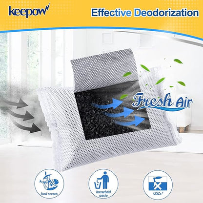 KEEPOW 8 Pack Activated Charcoal Odor Absorber Filter Refills for iTouchless Trash Cans, Trash Can Odor deodorizer-Charcoal Odor Absorbing Bags, Each 4-Pack Fits an 8-gallon or Larger Trash Can