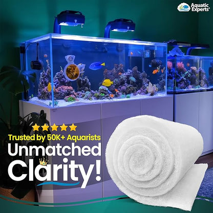 Aquatic Experts Aquarium Filter Floss for Fish Tank Filters - FilterFirst Aquarium Filter Pad - Media Roll for Crystal Clear Water, 3/4" - 1" Thick (18 Inch Wide, 24 Feet Long)