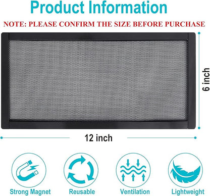 Magnetic Floor Register Vent Covers, 6 x 12 Inch Air Vent Filter Mesh, Sticky Magnet PVC Vent Screen Net for Wall Ceiling Floor Catches Toys Snacks Pet Hair and Pet Food 4 Pack