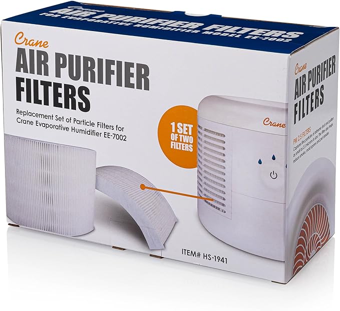 Crane Genuine Air Purifier Replacement Filter For Model EE-7002AIR, HS-1941 HEPA Air Filter Replacement, 1 Full Replacement Set