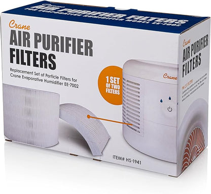 Crane Genuine Air Purifier Replacement Filter For Model EE-7002AIR, HS-1941 HEPA Air Filter Replacement, 1 Full Replacement Set