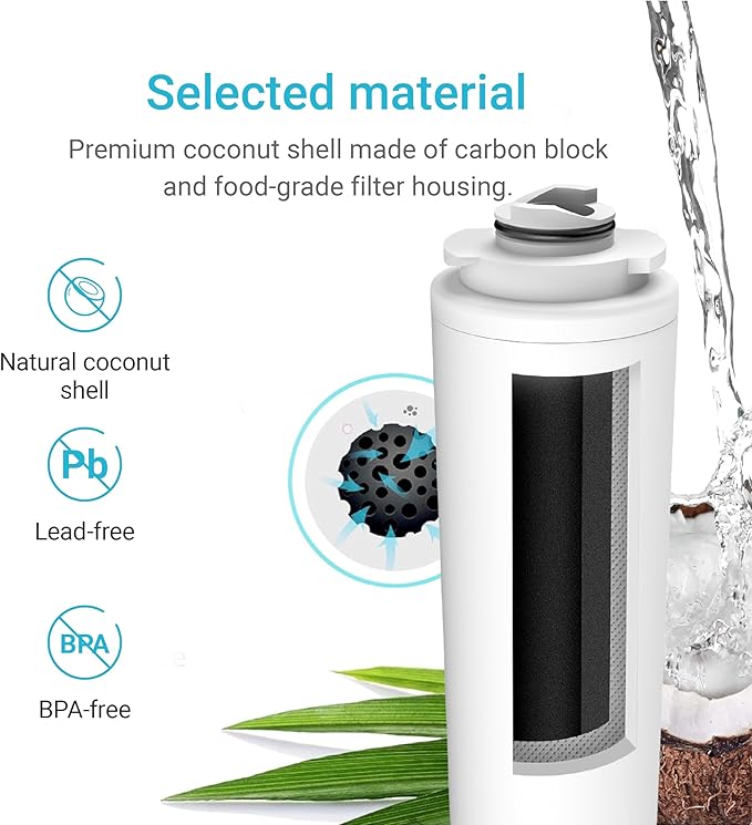 AQUA CREST Replacement Filter for Elkay® 51300C, [No CHIP] Compatible with Elkay® ezH20® and Halsey Taylor® Bottle Filling Stations, NSF/ANSI 42, Reduces Chlorine, Bad Taste & Odor, 3 Packs