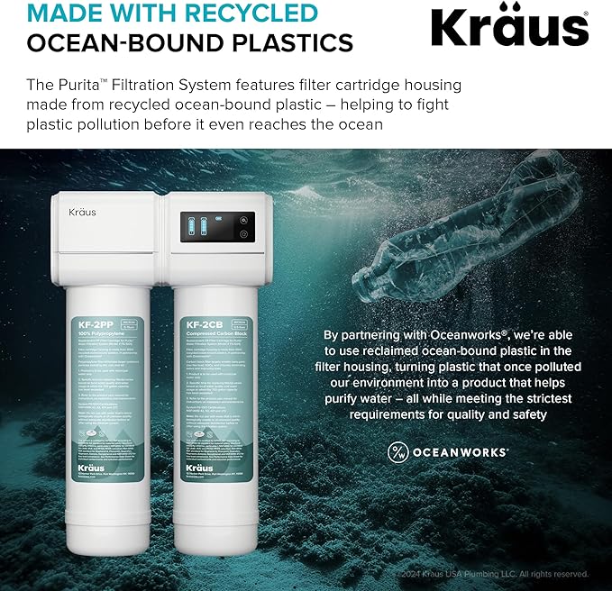 KRAUS Replacement Filter Cartridges for Purita 2-Stage Under Sink Water Filtration System with Carbon Block and Polypropylene Filters (Set of 2), FC-101