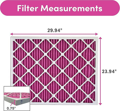 24x30x1 Air Filter by Colorfil | Color Changing Filters for Cat and Dog Odor | MERV 8 Furnace AC Filter for Pet Hair and Dust | 23.9"x29.9"x0.75" Exact Size | Pack of 6