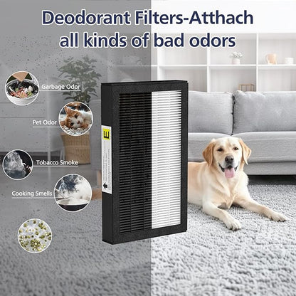FLT4100 True HEPA Replacement Filter Size E for Guardian Technologies model AC4100 AC4100CA AC4150BL AC4150PCA AC4150P, 3 x Hepa Filter + 9 x Activated Carbon Pre-Filter