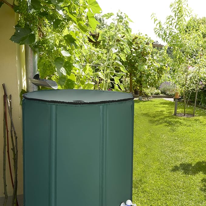 Goplus 100 Gallon Collapsible Rain Barrel, Portable Rain Barrels to Collect Rainwater from Gutter, Rainwater Collection System, Water Storage Tank Catcher Container with Filter Spigot Overflow Kit