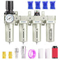 TAILONZ PNEUMATIC 0-240PSI 3/4 Inch NPT Industrial Grade 4 Stage Air Drying System, Double Particulate Filter, Coalescing Filter, Desiccant Dryer and Air Regulator (Manual Drainage）