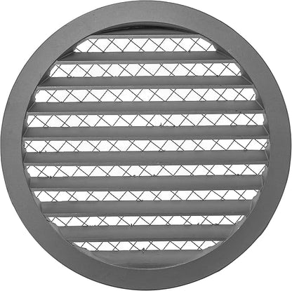 Repa Market 10" Inch Aluminum Gray Soffit Air Vent Cover - Louvered Round Gable Vent with Mesh Screen - Exhaust/Intake Ventilation Grill - House, Attic, Bathroom - Indoor/Outdoor Metal Duct Grate