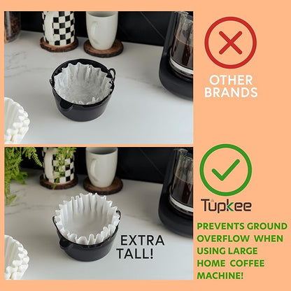 Tupkee 12-Cup Large Coffee Filters - 9.75” x 4.25” - 1000 Count - Tall Walled to Prevent Ground Overflow - Compatible with Bunn 12 Cup Commercial Coffee Maker & Large Home Machines - Made in the USA