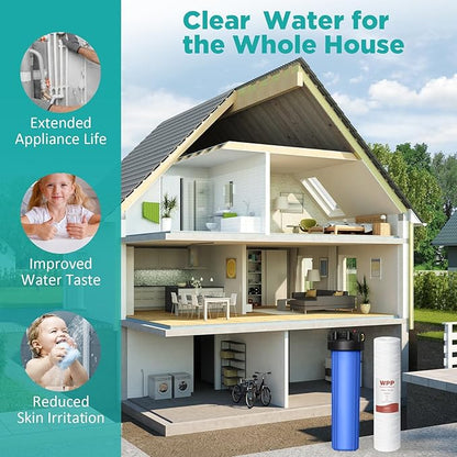 20 x 4.5 Inch 5 Micron String Wound Sediment Water Filter Cartridge, SimPure Whole House Sediment Well Water Filter Replacement, Fits DB20P DB20P-3 (4 Pack)