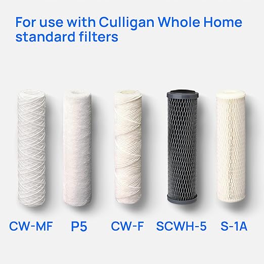 Culligan HF-150A Whole House Water Filter Housing - 3/4" Inlet/Outlet, Standard Duty, Sediment Filtration System, UV-Resistant Opaque Design, Pressure Relief Valve, NSF Certified