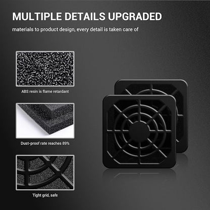 40mm Fan Filter Dustproof Cover, 2 Pack Dust Filter PC Case Fan Grill ABS Protective Dust Guard Mesh Cover for DIY Computer Case Fans, Effective Dustproof Protection (40 * 40mm)