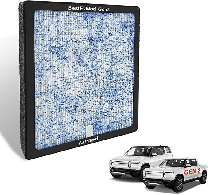 BestEvMod Air Filter Gen2 Compatible with Rivian R1T & R1S 2025 2026 Accessories Replacement Air Filter HEPA H14 Activated Fit Gen 2 ONLY
