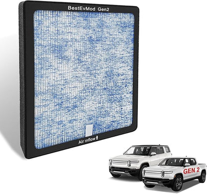 BestEvMod Air Filter Gen2 Compatible with Rivian R1T & R1S 2025 2026 Accessories Replacement Air Filter HEPA H14 Activated Fit Gen 2 ONLY