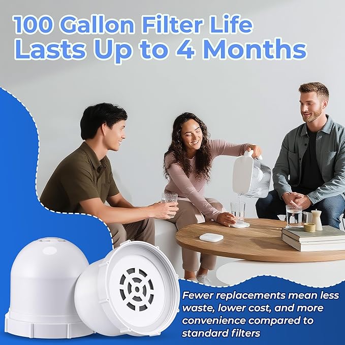 2 Pack Upgraded Water Pitcher Replacement Filter Compatible with Clearly Filtered No. 1 Filtered Water Pitcher, 100 Gallon Long Life, Removes Fluoride Chlorine Lead and Odors