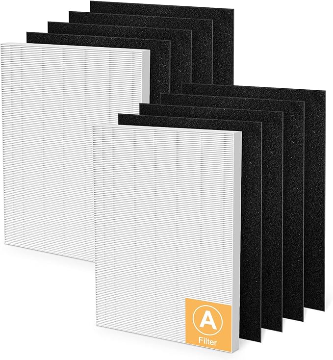 115115 Replacement Filters A Size 21 for Winix PlasmaWave 5300-2, C535, 6300, 5300, 6300-2, P300, AM90, 9000, 5000, 5000B, C909, 9800 Air Purifier, 2 True HEPA Filters + 8 Carbon Pre-Filters