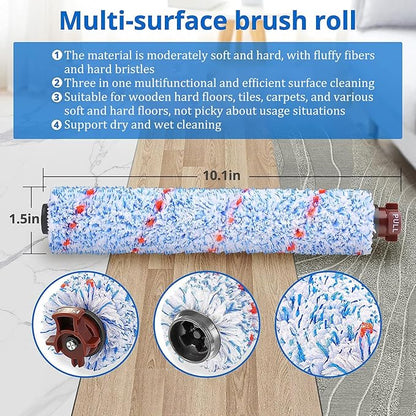 Filter Brush Replacement Compatible with Bissell CrossWave, 4 Brush Roll 1868 + 3 Vacuum Filter 1866, Compare to Part 1608683, 160-8683, 1608684