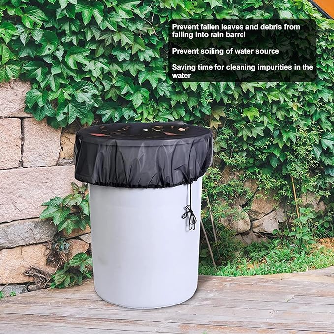 Rain Mesh Cover, Mesh Cover for Rain Barrels, Drawstring Leaf Filter Water Collection Buckets Tank Protector Outdoor Garden Net Screen to Keeps from Leaves and Debris (Dia