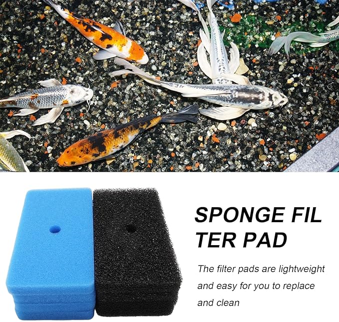 MDEOOSKY 4 Sets Pond Filter Sponge Pads, Coarse and Fine Filter Media Replacement for 52231 52229 Filter Box, for Outdoor Pond Aquariums Fountains, Compare to Part# 871980305528