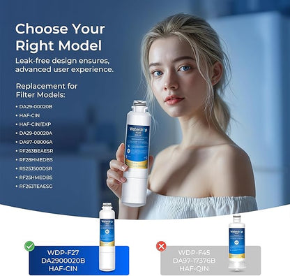 Waterdrop Plus DA29-00020B 𝐍𝐒𝐅 𝟒𝟎𝟏 𝐂𝐞𝐫𝐭𝐢𝐟𝐢𝐞𝐝 Water Filter, Reduce 𝐏𝐅𝐎𝐀/𝐏𝐅𝐎𝐒, Replacement for Samsung® Water Filter HAF-CIN, HDX FMS-2, RF28HMEDBSR, 1 Filter (Package May Vary)