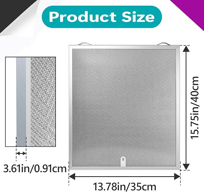 4 Pcs S99010430-002 Range Hood Filters Compatible with Broan-Nutone HPF30 Aluminum Mesh Grease Filter, Replaces 99010430-002, 4512880, 15.75''x13.78''x0.36''