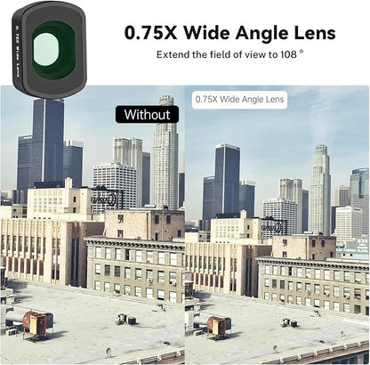 Haoge Magnetic 0.75X Wide Angle Lens for DJI Osmo Pocket 3,Expanded FOV of 108°, Dual-Sided Anti-Reflective Coating Lens with Screen Protector