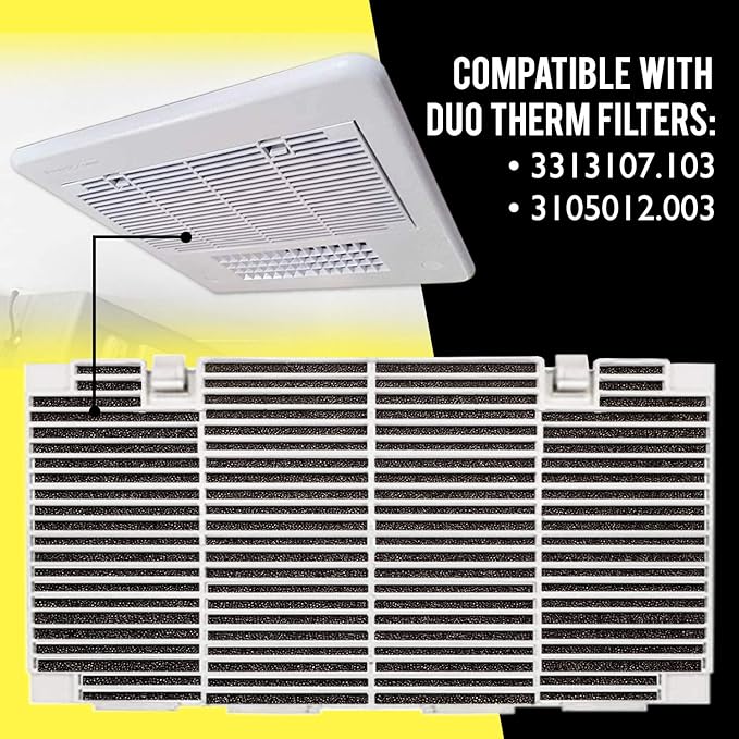 Mission Automotive RV AC Filter Replacement Pads - Washable PPI Foam & Reusable Air Filter - Compatible with Dometic Duo Therm 3313107.103 & 3105012.003 & RV Essentials - 14 x 7.5 In, Pack of 2