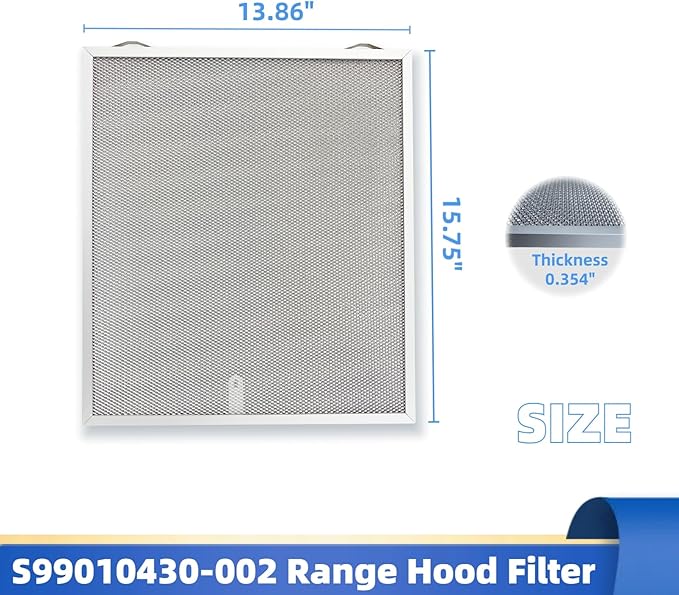 S99010430-002 Range Hood Filter Replacement for Broan Nutone 4512880 kitchen exhaust fan filter 5-LAYER ALUMINUM Grease Filter 2 Pack