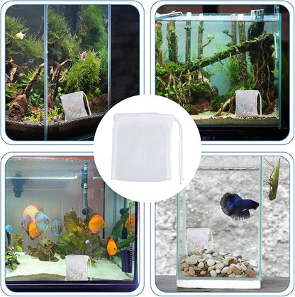 10PCS Aquarium Filter Media Bags for Activated Carbon, 4" X 3.5" Mesh Filter Bags for Aquarium, Carbon Filters Bag for Aquariums, High Flow Aquariums Mesh Media Filters Bag