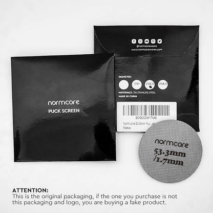 Normcore 53.3mm Puck Screen - Lower Shower Screen - Metal Contact Screen for Espresso 54mm Portafilter Filter Basket - 1.7mm Thickness 150μm - 316 Stainless Steel