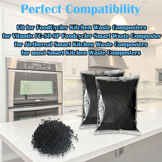 1.5 Pounds Odor Absorbing Filter Refill Compatible with FoodCycler Kitchen Waste Composters, Odor Removing Carbon Filter Replacement for Eco 5 FoodCycler Electric Composter