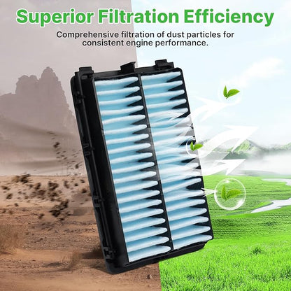 2PCS Engine Air Filter Fit for Tucson 2022-2026, Santa Fe 2021-2026, Kia K5 2021-2026, Sorento 2021-2026, Carnival 2022-2026 Air Filter Replacement Engine Filter# 28113L1000