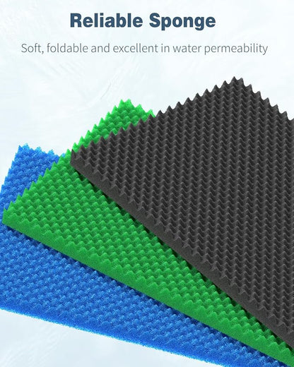 Pawfly 3 Pack Aquarium Filter Media Pad (25.5" L x 18.1" W), Filter Media for Fish Tank Filters, Fine Medium Coarse Foam Floss for Water Filtration, Sponge Filter Floss for Sumps Ponds Hydroponics