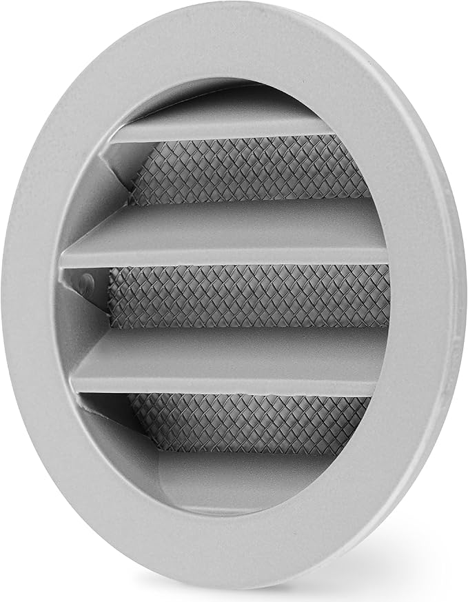 calimaero® WSGG 3" Inch Gray Round Metal Air Vent Grill Cover Flat Louver with Fly Screen Fits Only with Metal Ducts