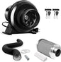 iPower 4 Inch 195 CFM Inline Fan, Air Carbon Filter, 8 Ft Al Foil Ducting, Speed Controller and Rope for Grow Tent, Ventilation & HVAC Heating Cooling