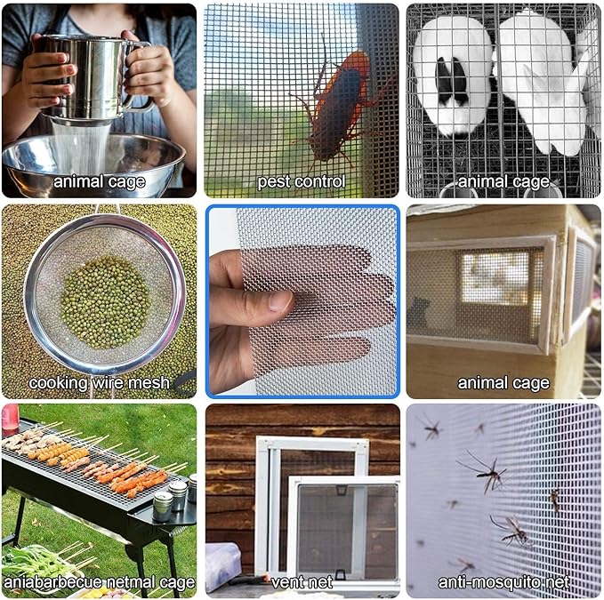 Stainless Steel Woven Wire Mesh Window Screen Mesh, Stainless Steel Woven Wire, 16 Rodent Proof Insect Screen, for DIY, Vent, Filter, Window Garden