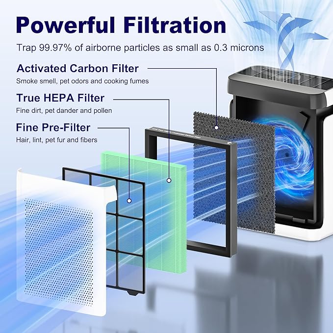 Vital 100S Toxin Absorber Replacement Filter for LEVOIT Vital 100S and Vital 100S-P Air Purifier, HEPA and High-Efficiency Activated Carbon Filter, Vital 100S-RF-TX, 2 Pack, Green