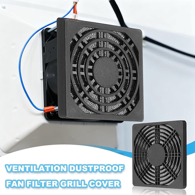 PATIKIL 120mm Fan Filter Grill, 6 Pcs Plastic Ventilation Dustproof Grill Cover Cooling Ventilator with Screws for Industry Workshop Computer Case Refrigerators Air Conditioning, Black