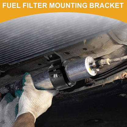 1pcs 58mm Universal Fuel Filter Mounting Bracket - Car Fuel Pump Clamp Holder - Aluminum Alloy Black