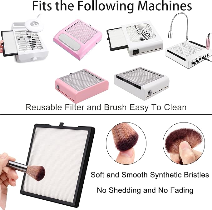 Nail Dust Collector Filters 2 Pack Nail Dust Suction Collector Replacement Filter for Electric Nail Dust Collector Machine Nail Salon Dust Extractor