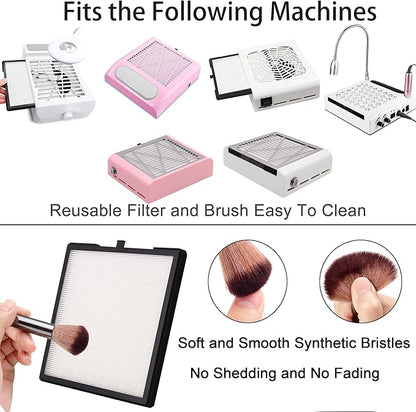 Nail Dust Collector Filters 2 Pack Nail Dust Suction Collector Replacement Filter for Electric Nail Dust Collector Machine Nail Salon Dust Extractor