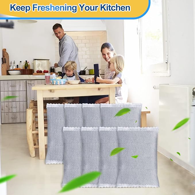 KEEPOW 8 Pack Activated Charcoal Odor Absorber Filter Refills for iTouchless Trash Cans, Trash Can Odor deodorizer-Charcoal Odor Absorbing Bags, Each 4-Pack Fits an 8-gallon or Larger Trash Can