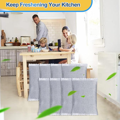 KEEPOW 8 Pack Activated Charcoal Odor Absorber Filter Refills for iTouchless Trash Cans, Trash Can Odor deodorizer-Charcoal Odor Absorbing Bags, Each 4-Pack Fits an 8-gallon or Larger Trash Can