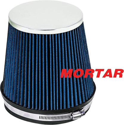 Mortar Aftermarket Auto Air Filter – 6 In Flange ID Car Enthusiast Class Universal Cold Air Intake Gulps in More Air for More Engine Power & Passionate Induction Sound, Length 6 In, Blue